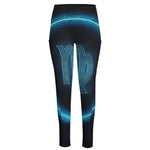 Blue Virgo Zodiac Sign Print High-Waisted Pocket Leggings