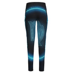 Blue Virgo Zodiac Sign Print High-Waisted Pocket Leggings