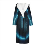 Blue Virgo Zodiac Sign Print Hooded Bathrobe