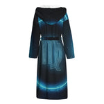 Blue Virgo Zodiac Sign Print Hooded Bathrobe