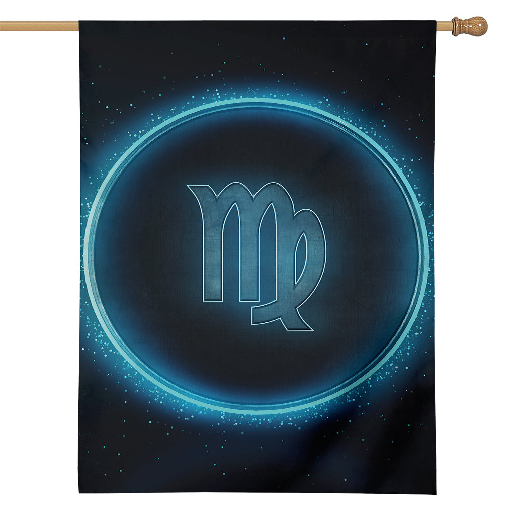Blue Virgo Zodiac Sign Print House Flag