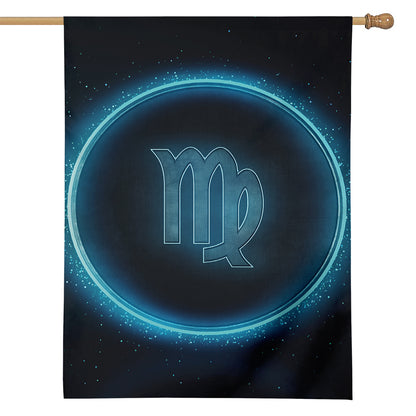 Blue Virgo Zodiac Sign Print House Flag