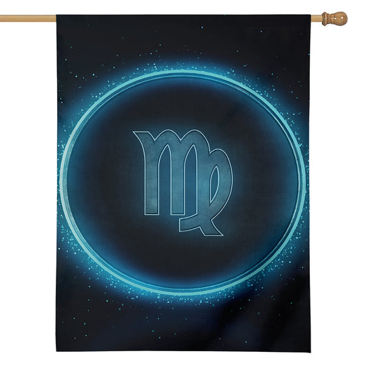 Blue Virgo Zodiac Sign Print House Flag