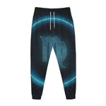 Blue Virgo Zodiac Sign Print Jogger Pants
