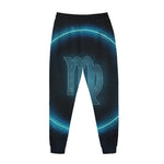 Blue Virgo Zodiac Sign Print Jogger Pants