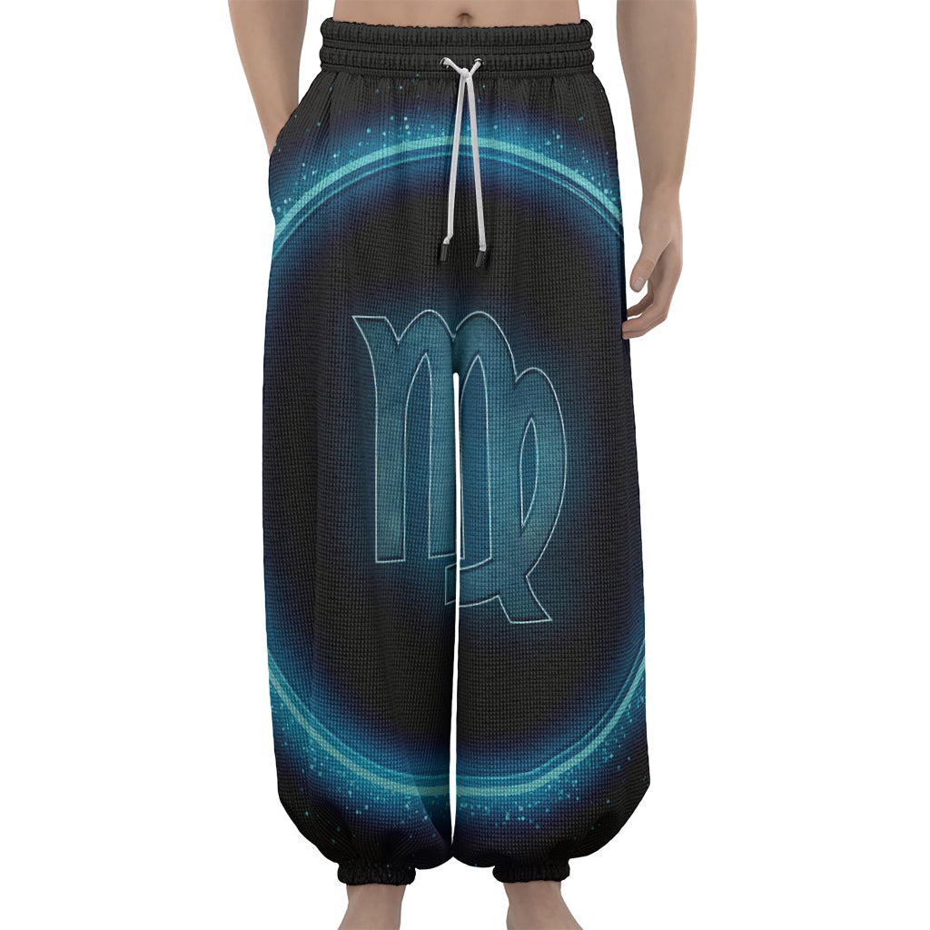 Blue Virgo Zodiac Sign Print Lantern Pants
