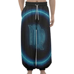 Blue Virgo Zodiac Sign Print Lantern Pants