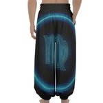 Blue Virgo Zodiac Sign Print Lantern Pants