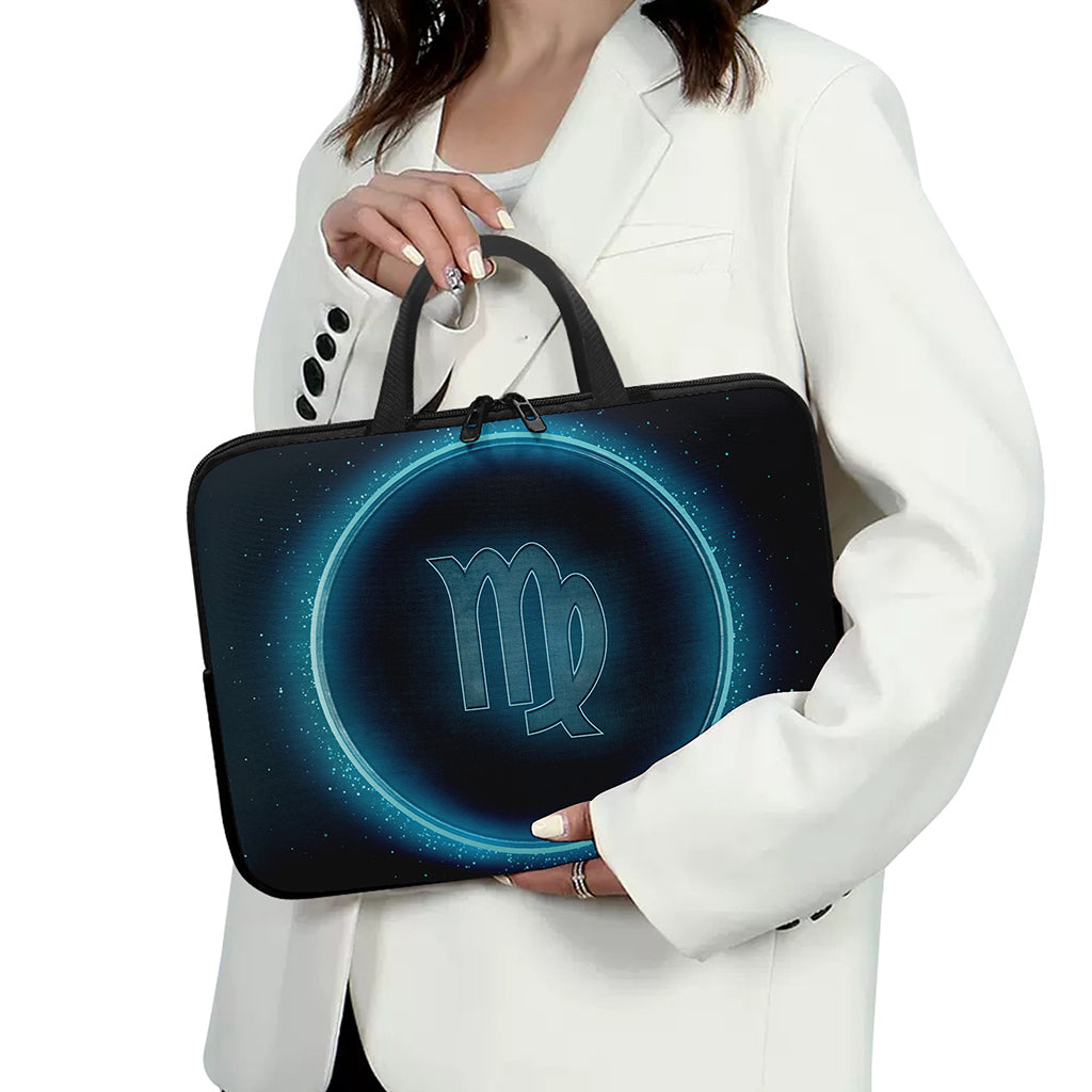 Blue Virgo Zodiac Sign Print Laptop Sleeve With Handle