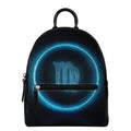 Blue Virgo Zodiac Sign Print Leather Backpack