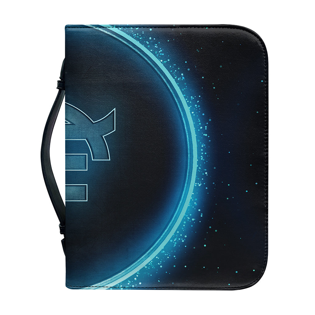 Blue Virgo Zodiac Sign Print Leather Bible Cover
