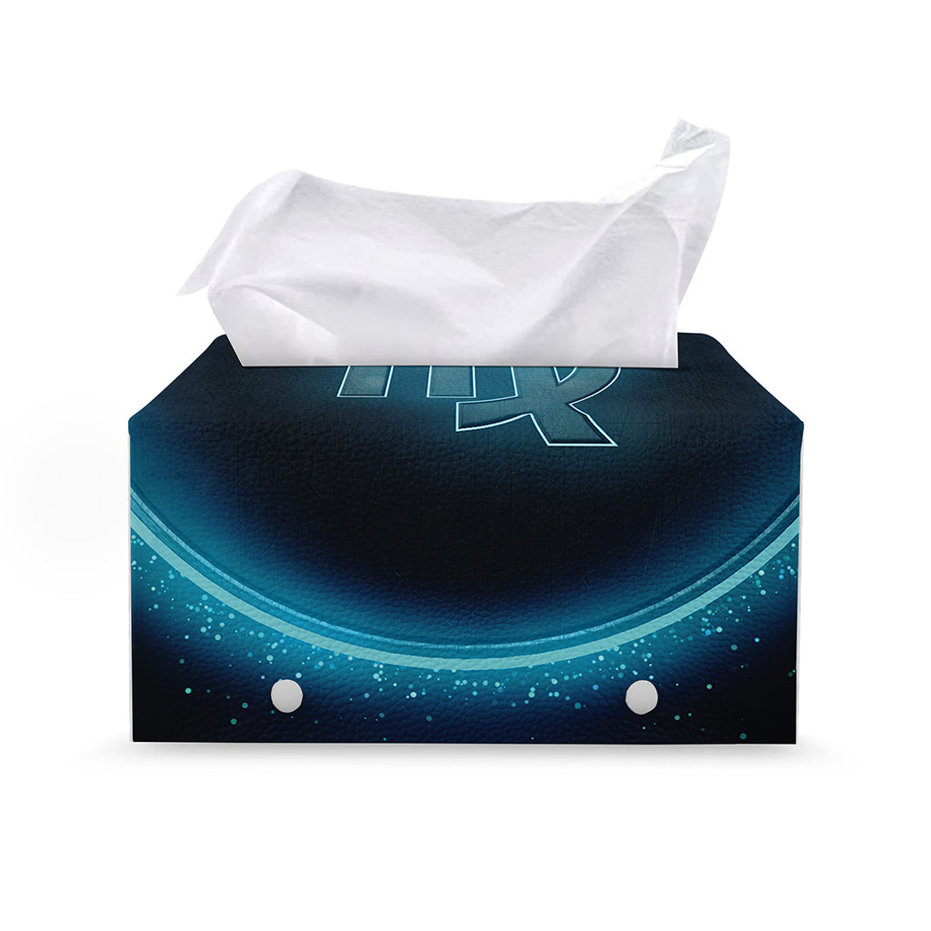 Blue Virgo Zodiac Sign Print Leather Tissue Box Cover