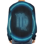 Blue Virgo Zodiac Sign Print Long Sleeve Baseball Jersey