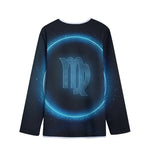 Blue Virgo Zodiac Sign Print Long Sleeve Short Coat