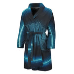 Blue Virgo Zodiac Sign Print Men's Bathrobe