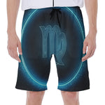 Blue Virgo Zodiac Sign Print Men's Beach Shorts