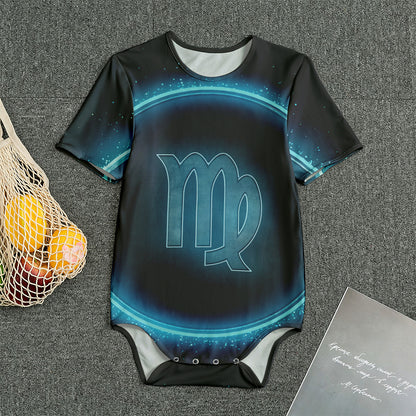 Blue Virgo Zodiac Sign Print Men's Bodysuit