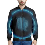 Blue Virgo Zodiac Sign Print Men's Bomber Jacket