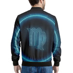 Blue Virgo Zodiac Sign Print Men's Bomber Jacket