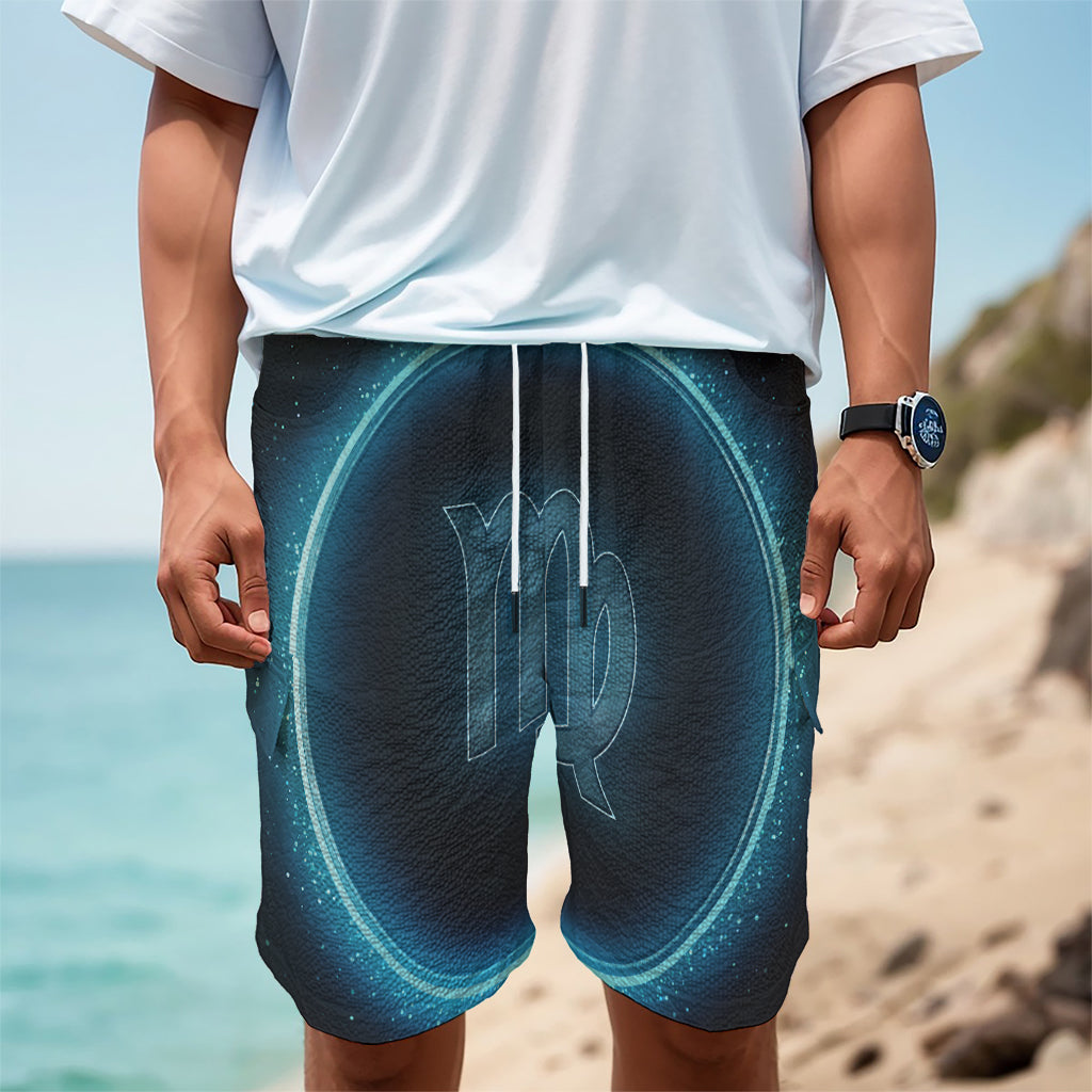 Blue Virgo Zodiac Sign Print Men's Cargo Shorts