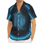 Blue Virgo Zodiac Sign Print Men's Deep V-Neck Shirt
