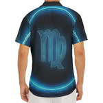 Blue Virgo Zodiac Sign Print Men's Deep V-Neck Shirt