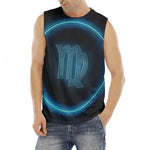 Blue Virgo Zodiac Sign Print Men's Fitness Tank Top