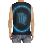 Blue Virgo Zodiac Sign Print Men's Fitness Tank Top