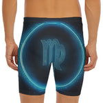 Blue Virgo Zodiac Sign Print Men's Long Boxer Briefs