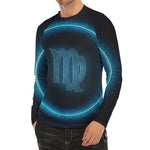 Blue Virgo Zodiac Sign Print Men's Long Sleeve Rash Guard