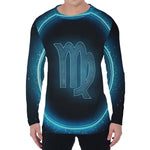 Blue Virgo Zodiac Sign Print Men's Long Sleeve T-Shirt