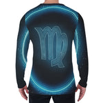 Blue Virgo Zodiac Sign Print Men's Long Sleeve T-Shirt