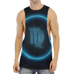 Blue Virgo Zodiac Sign Print Men's Muscle Tank Top