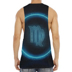 Blue Virgo Zodiac Sign Print Men's Muscle Tank Top