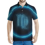 Blue Virgo Zodiac Sign Print Men's Polo Shirt