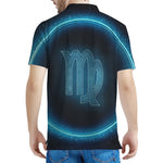 Blue Virgo Zodiac Sign Print Men's Polo Shirt