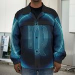 Blue Virgo Zodiac Sign Print Men's Shirt Jacket