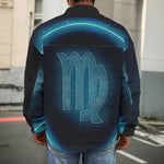 Blue Virgo Zodiac Sign Print Men's Shirt Jacket