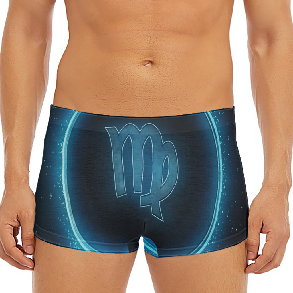Blue Virgo Zodiac Sign Print Men's Short Boxer Briefs