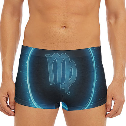 Blue Virgo Zodiac Sign Print Men's Short Boxer Briefs