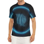 Blue Virgo Zodiac Sign Print Men's Short Sleeve Rash Guard
