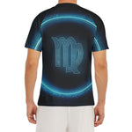 Blue Virgo Zodiac Sign Print Men's Short Sleeve Rash Guard