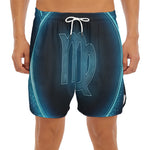 Blue Virgo Zodiac Sign Print Men's Split Running Shorts