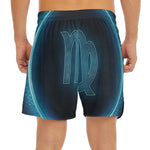 Blue Virgo Zodiac Sign Print Men's Split Running Shorts