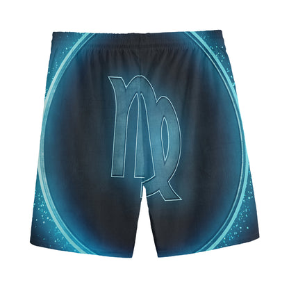 Blue Virgo Zodiac Sign Print Men's Sports Shorts