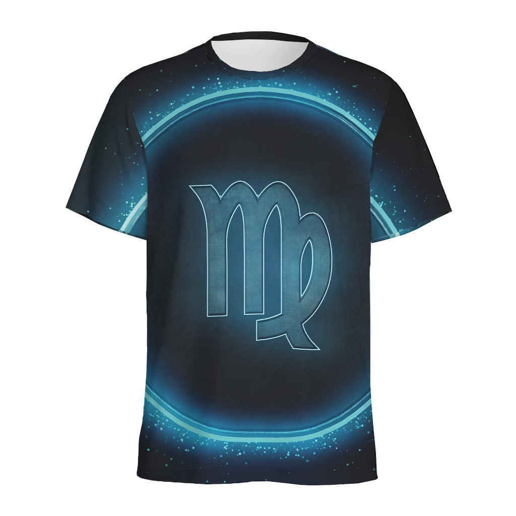 Blue Virgo Zodiac Sign Print Men's Sports T-Shirt