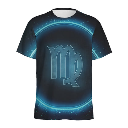 Blue Virgo Zodiac Sign Print Men's Sports T-Shirt