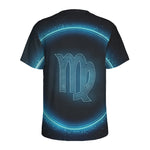 Blue Virgo Zodiac Sign Print Men's Sports T-Shirt