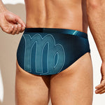 Blue Virgo Zodiac Sign Print Men's Swim Briefs