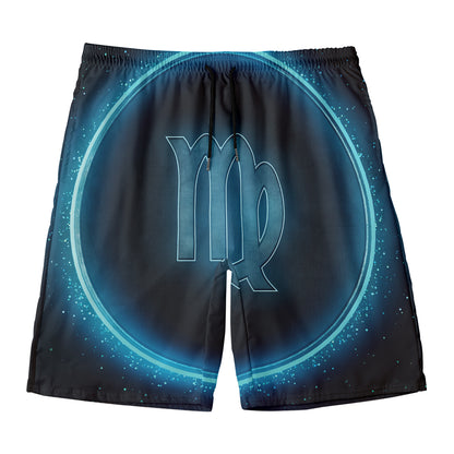 Blue Virgo Zodiac Sign Print Men's Swim Trunks